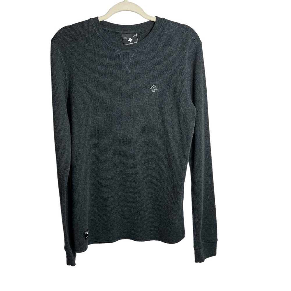 LRG Lifted Research Group Waffle Knit Shirt Men's Medium Gray Long sleeve